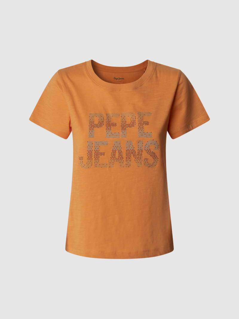 detail Pepe Jeans dámské oranžové tričko