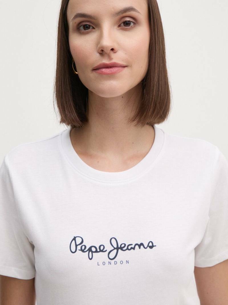 detail Pepe Jeans dámské bílé tričko