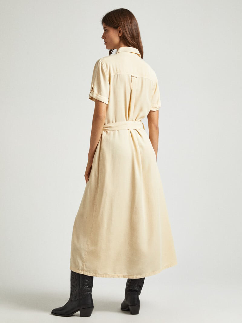 detail Pepe Jeans dámské béžové šaty EVELINDA