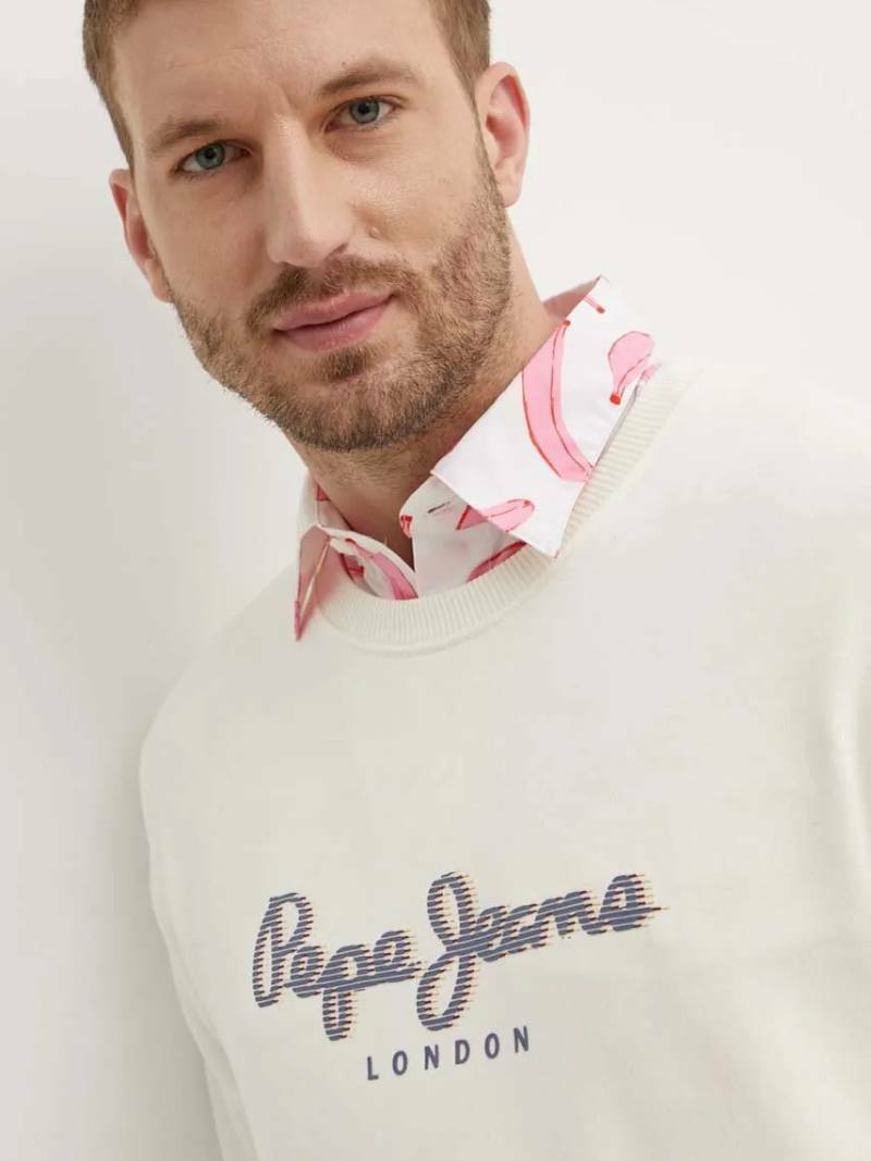 detail Pepe Jeans pánská smetanová mikina