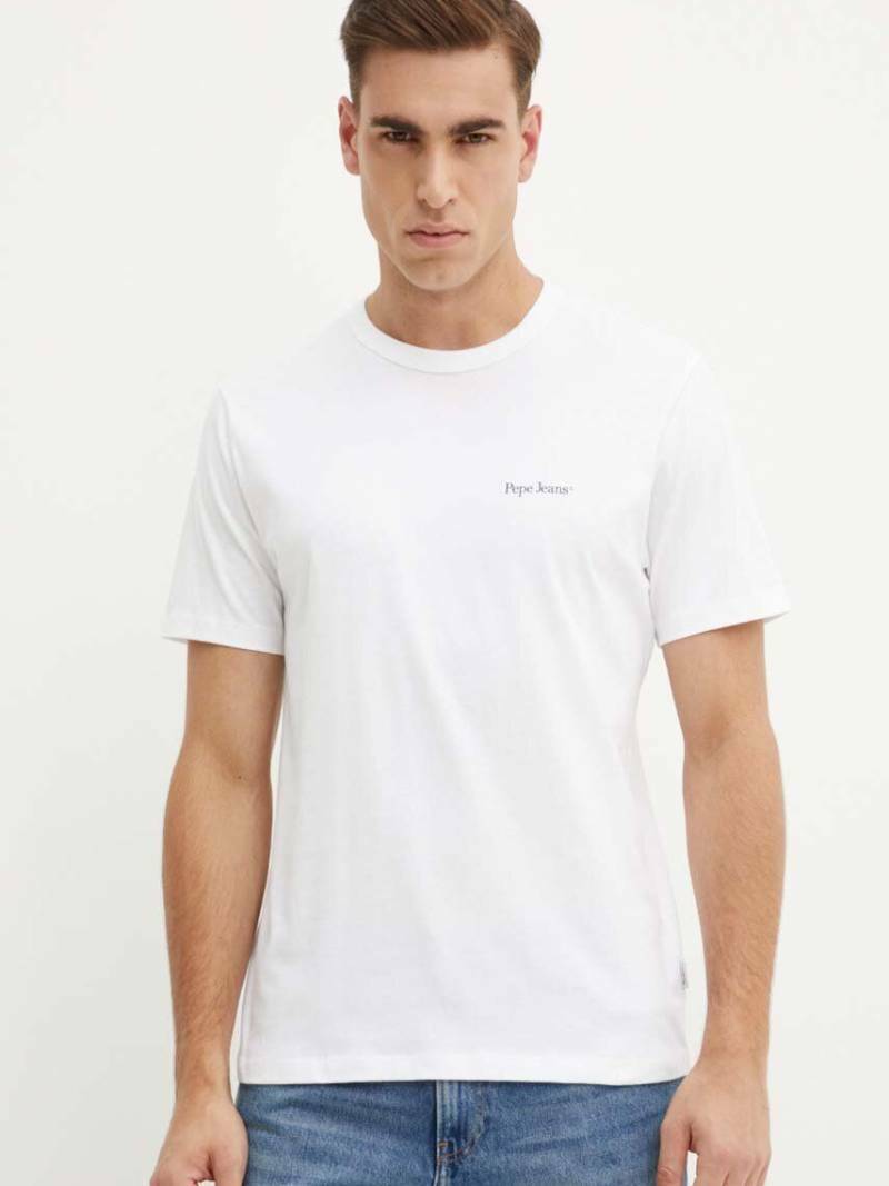 detail Pepe Jeans pánské bílé tričko Alfie
