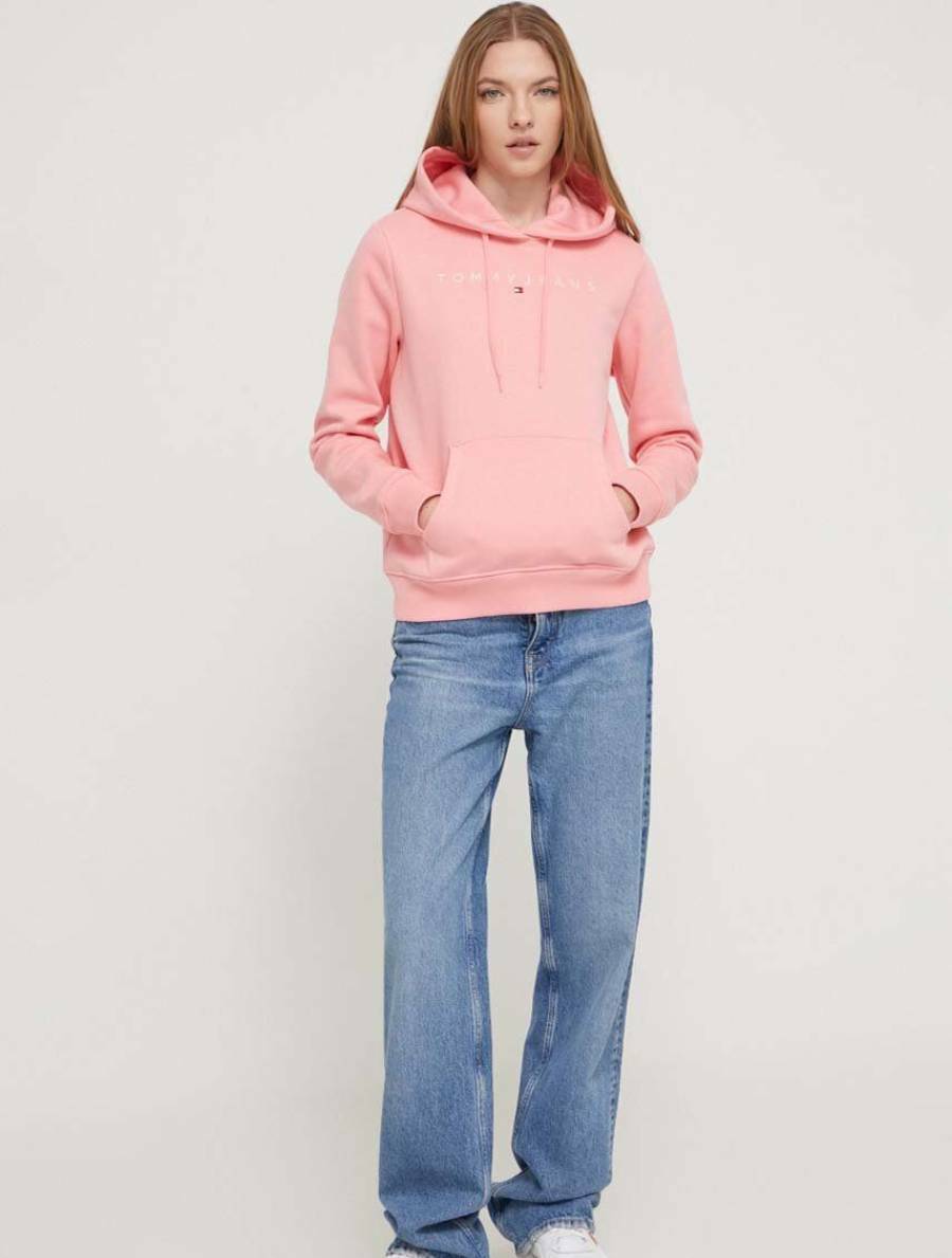 detail Tommy Jeans dámská růžová mikina