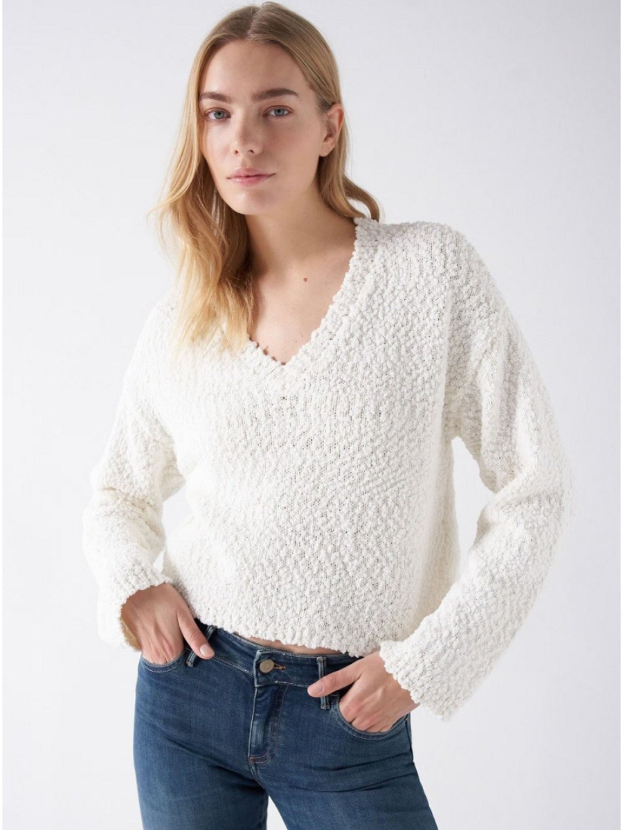 detail Salsa Jeans dámský krémový svetr