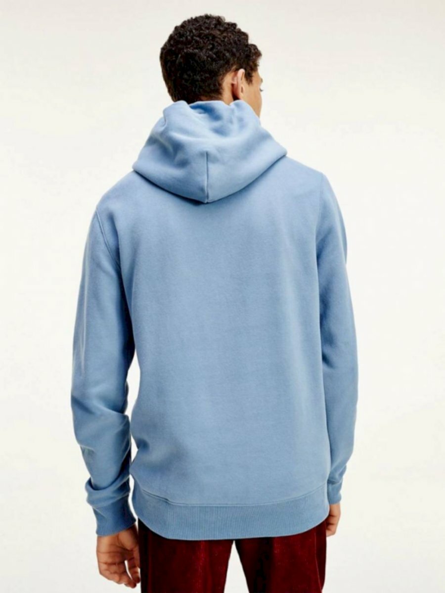 detail Tommy Jeans pánská modrá mikina s kapucí