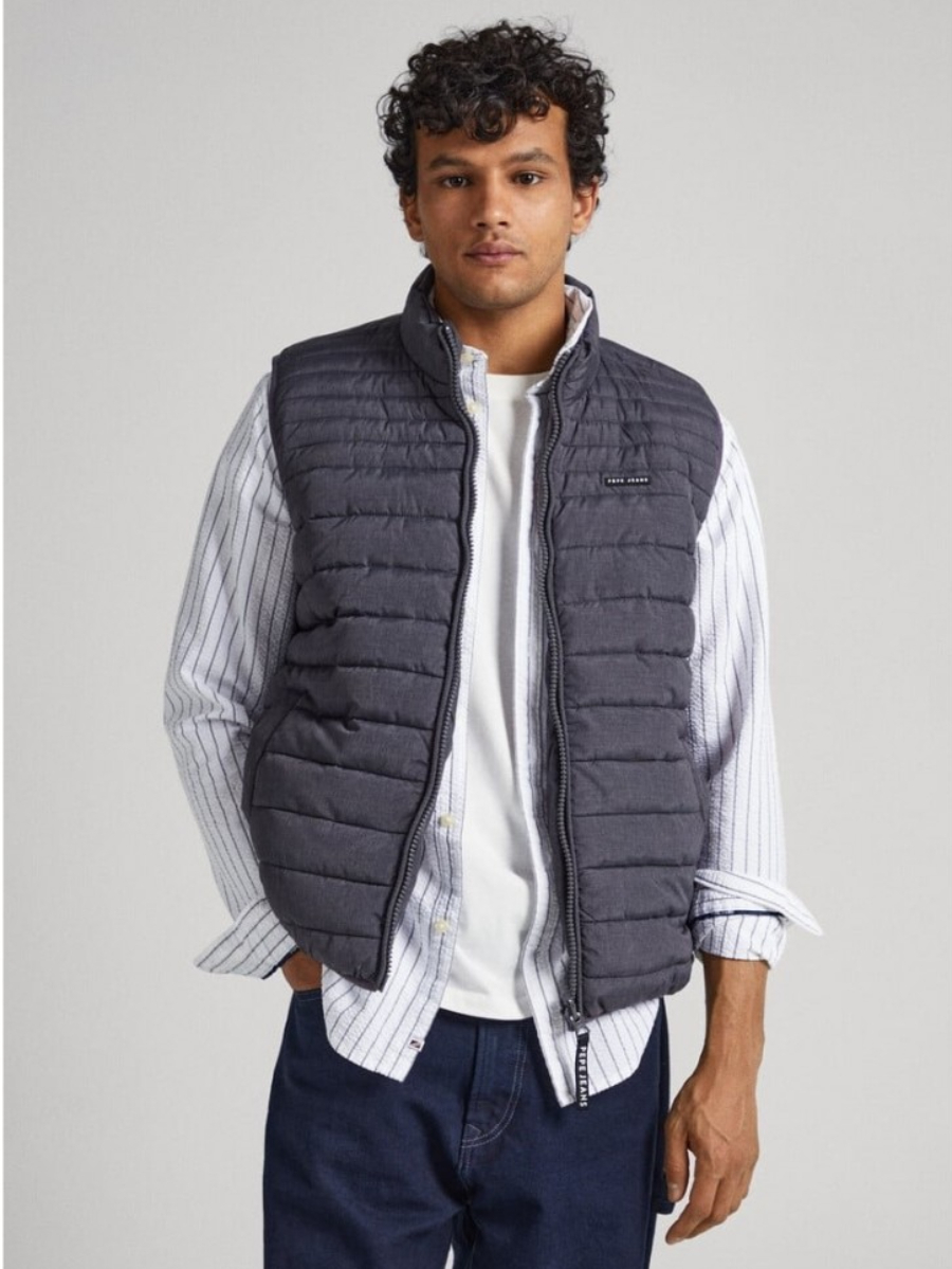 detail Pepe Jeans pánská oboustranná šedá vesta