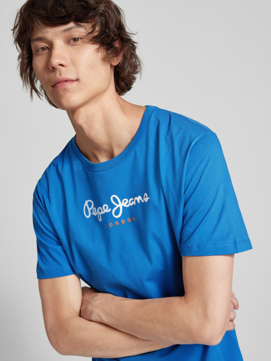 detail Pepe Jeans pánské modré tričko