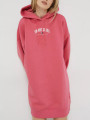 detail Tommy Jeans dámské růžové mikinové šaty ESSENTIAL LOGO 2 HOOD DRES