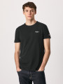 detail Pepe Jeans pánské černé tričko Basic