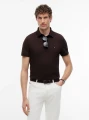 detail Tommy Hilfiger pánské tmavě hnědé polo tričko