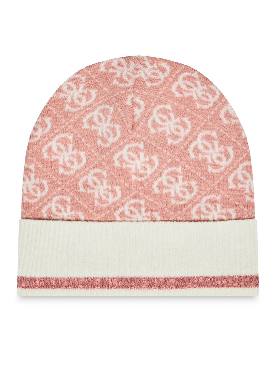 detail Guess dámská růžovo krémová čepice