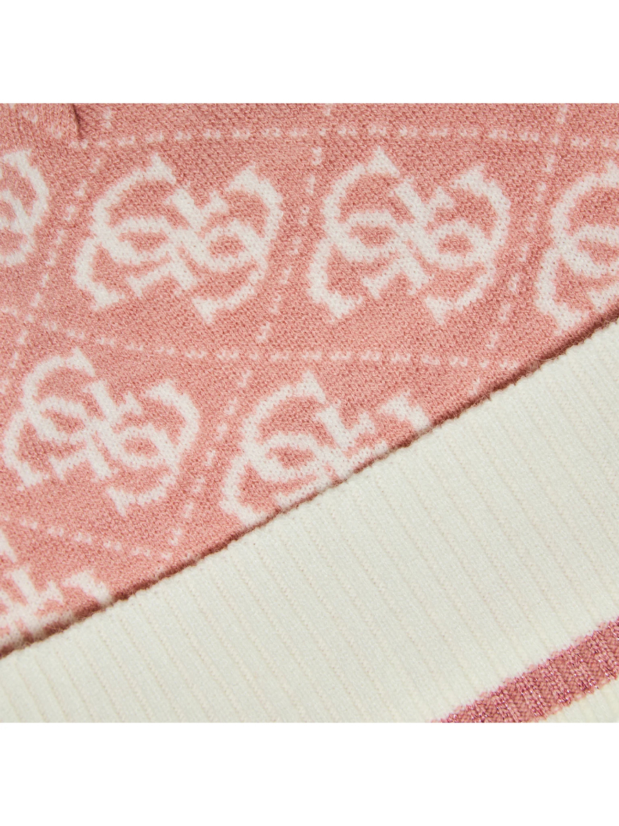 detail Guess dámská růžovo krémová čepice