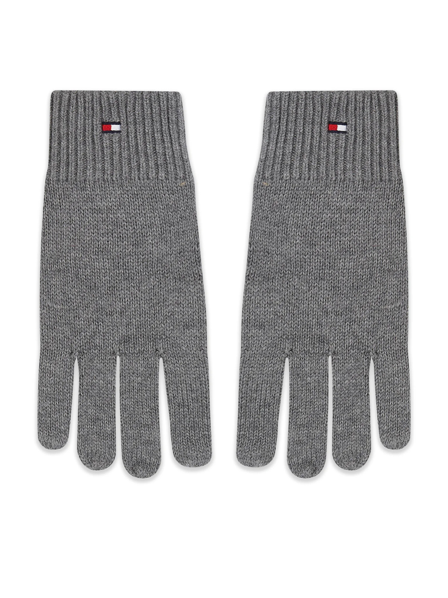 detail Tommy Hilfiger pánské šedé rukavice