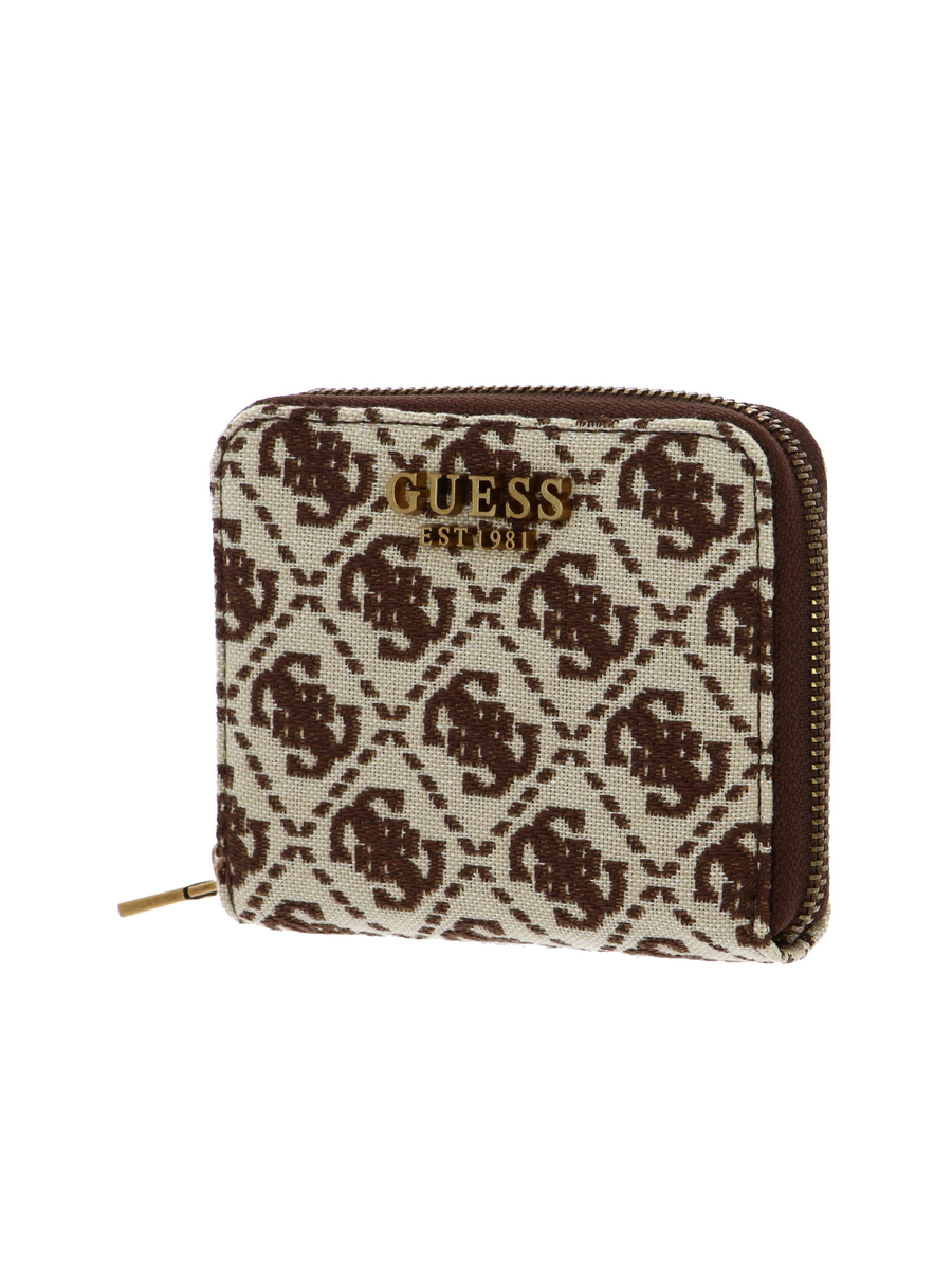 detail Guess dámská hnědokrémová peněženka