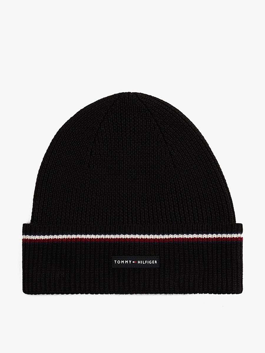 detail Tommy Hilfiger pánská černá čepice