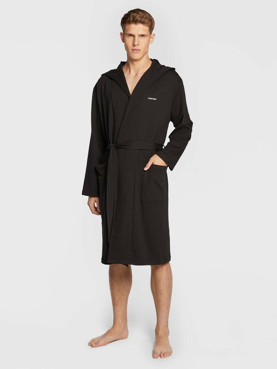 detail Calvin Klein pánský černý župan Robe