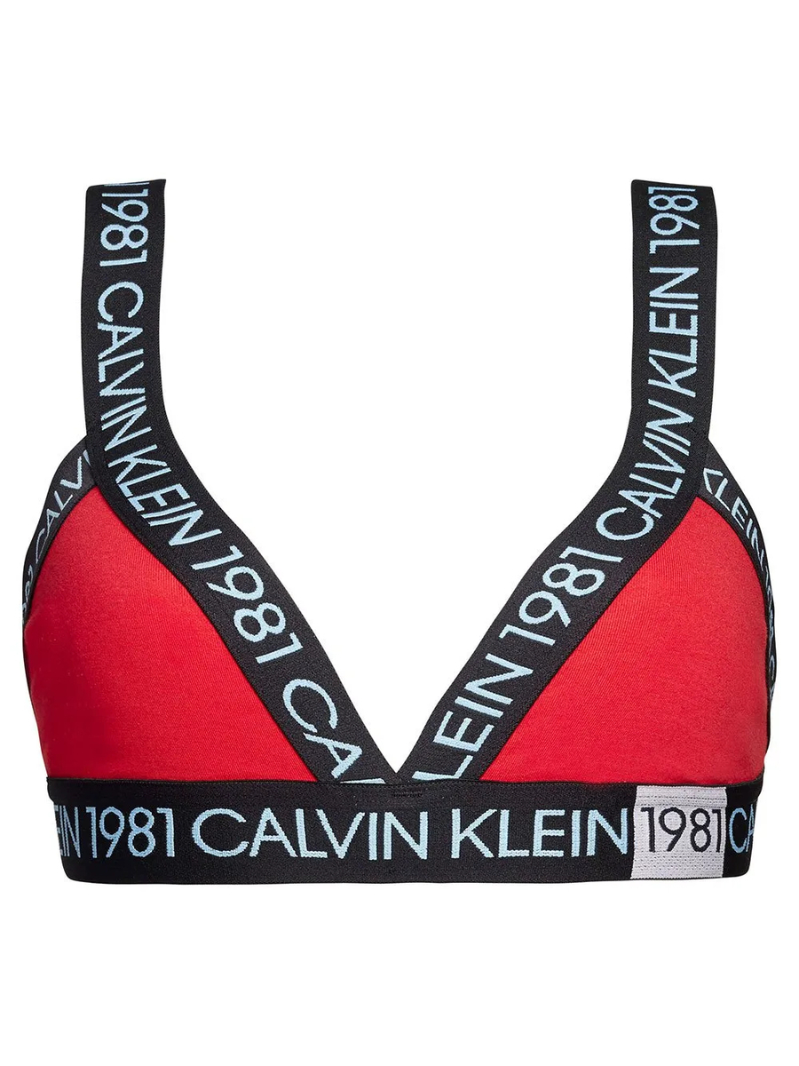 detail Calvin Klein dámská červená sportovní podprsenka
