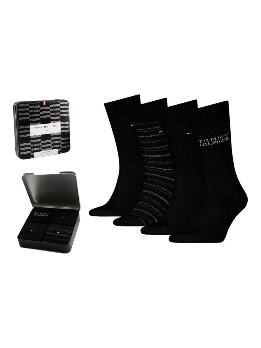 detail Tommy Hilfiger pánské černé ponožky 4 pack