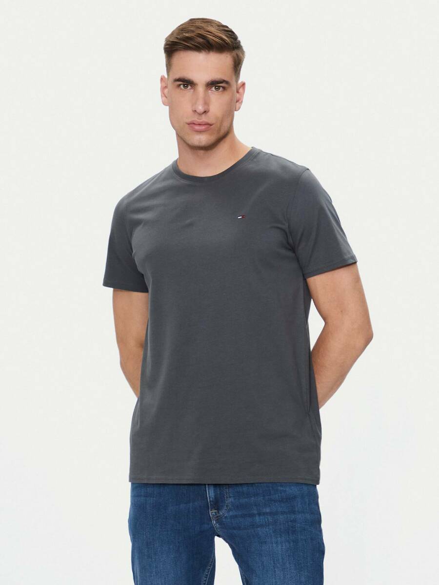 detail Tommy Jeans pánské šedé tričko