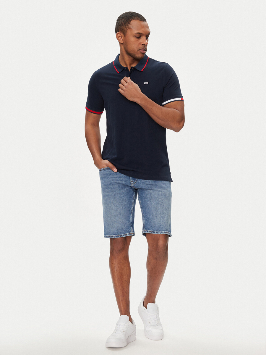 detail Tommy Jeans pánské modré džínové šortky