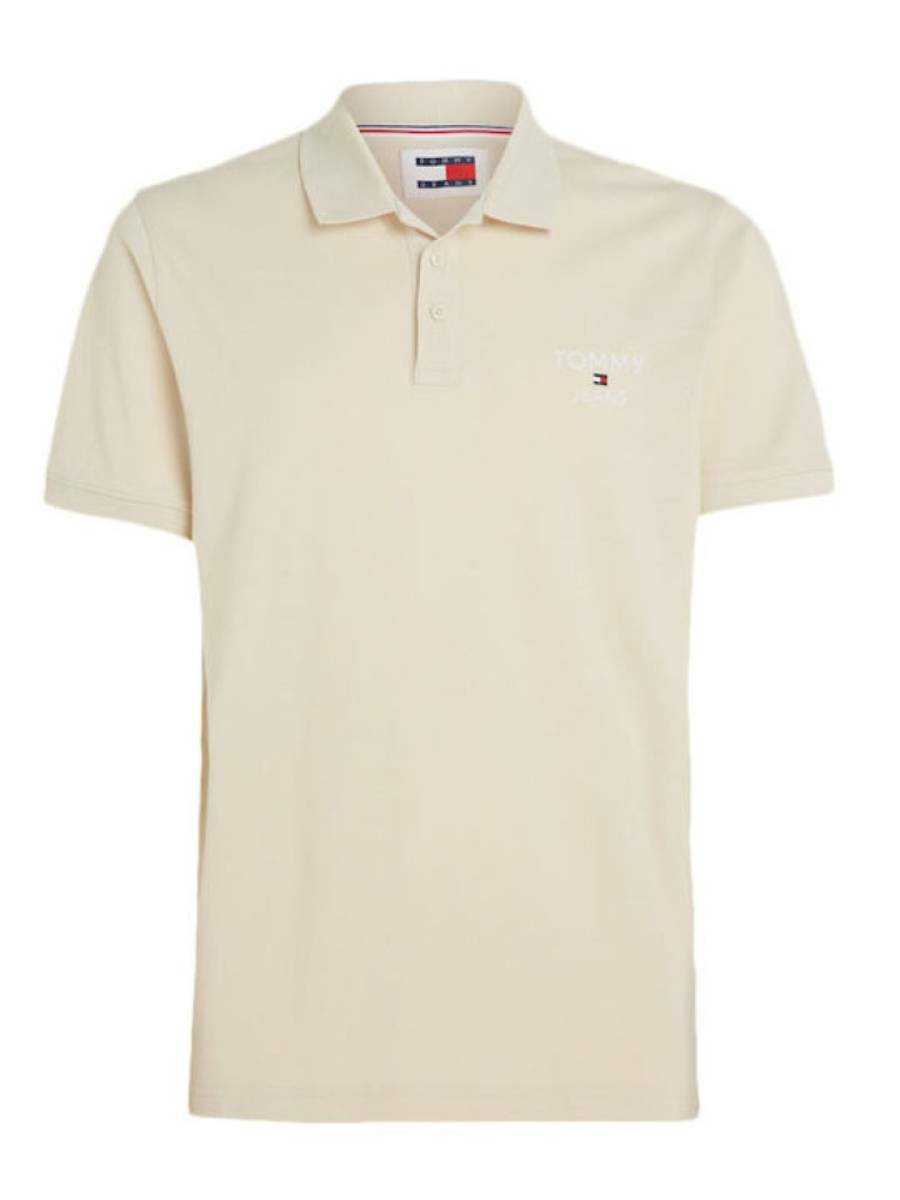 detail Tommy Jeans pánské béžové polo Slim