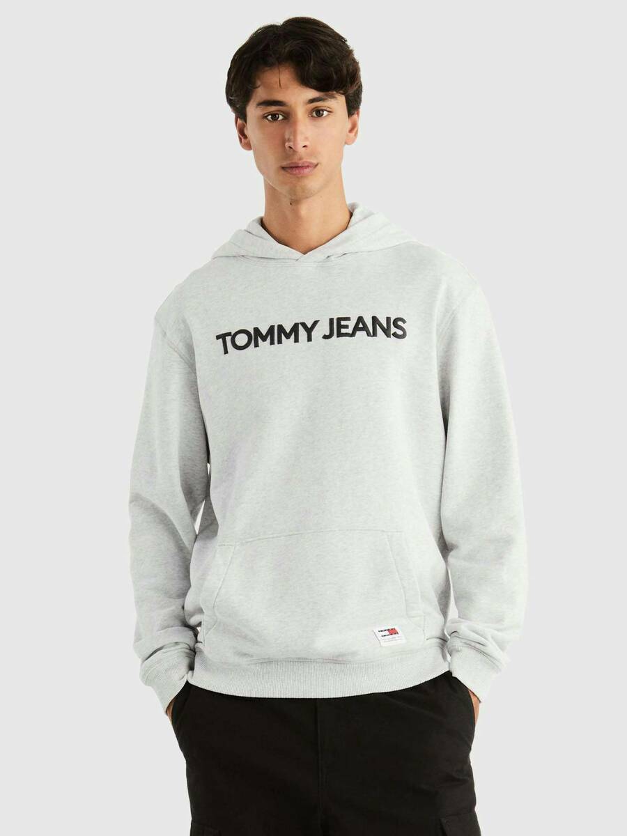 detail Tommy Jeans pánská šedá mikina