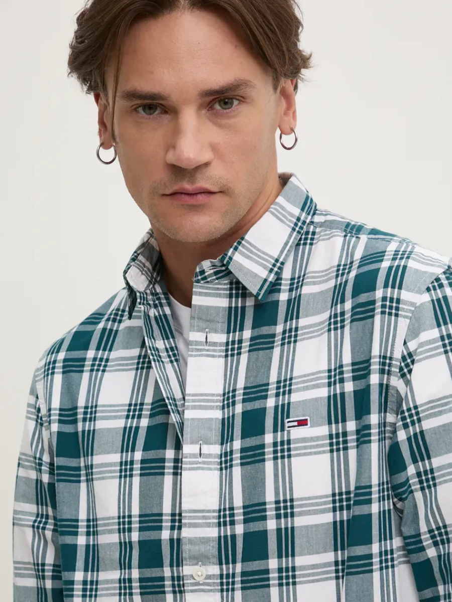 detail Tommy Jeans pánská kostkovaná košile