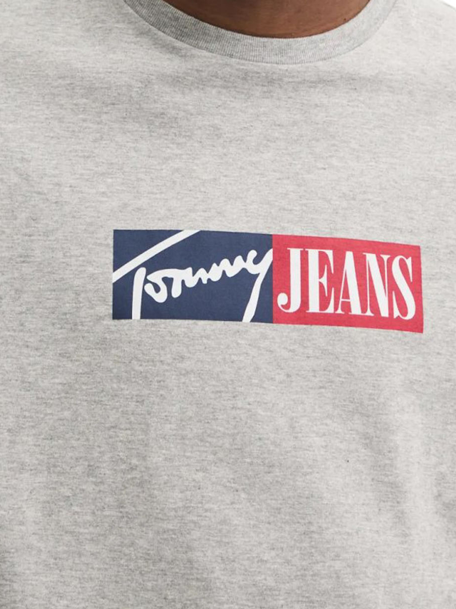 detail Tommy Jeans pánské šedé tričko