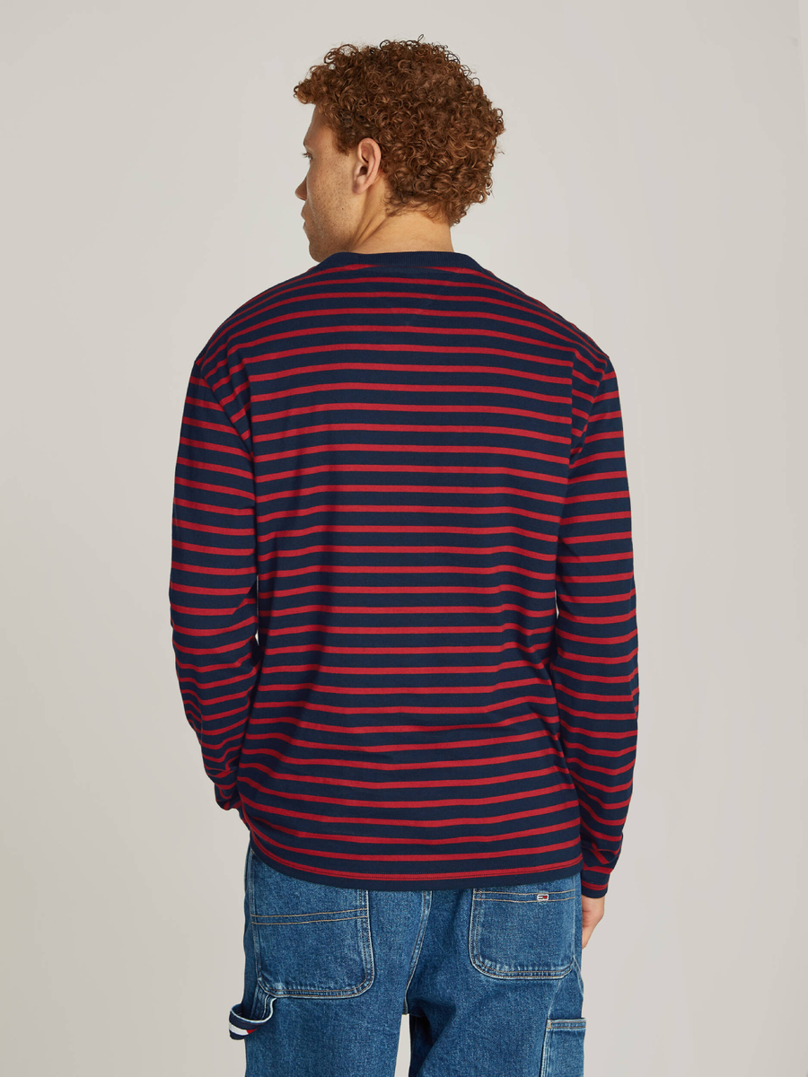 detail Tommy Jeans pánské červenomodré tričko