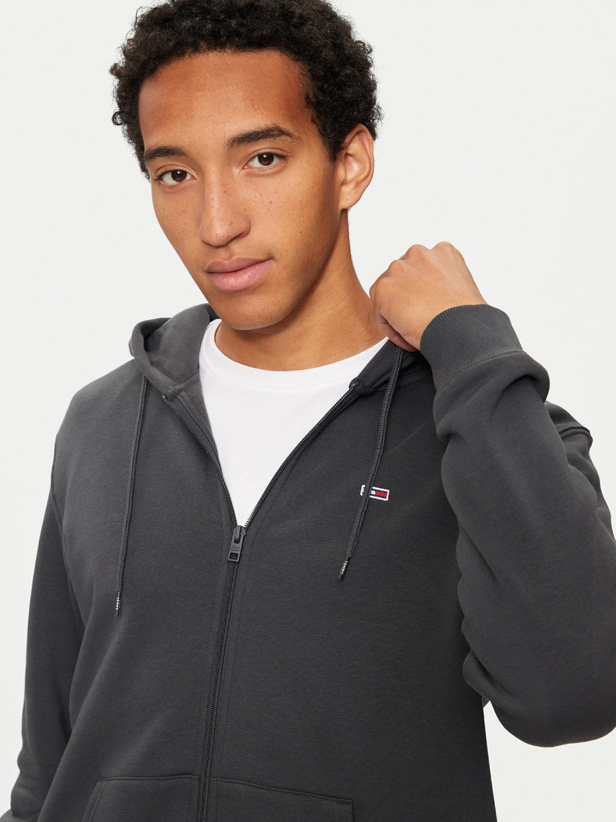 detail Tommy Jeans pánská šedá mikina