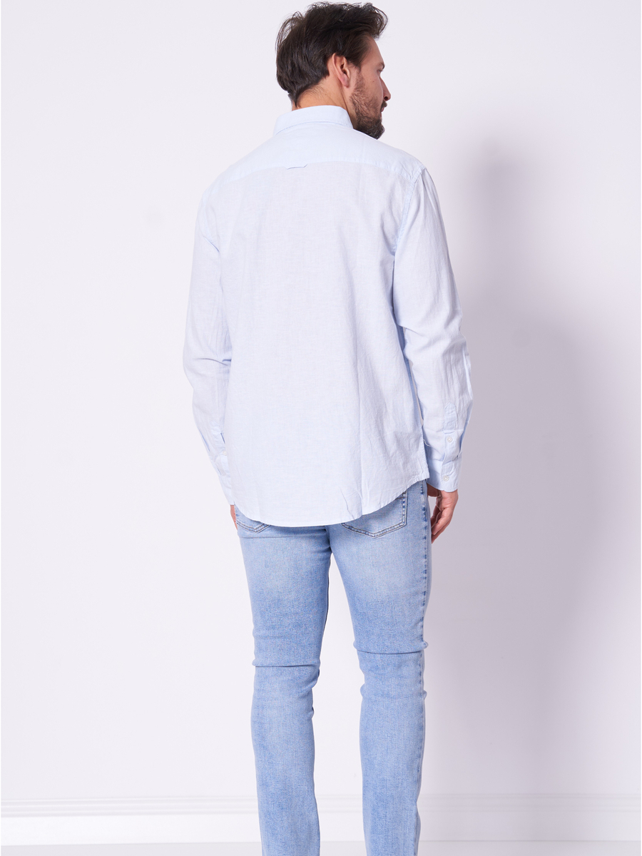 detail Tommy Jeans pánská světle modrá košile