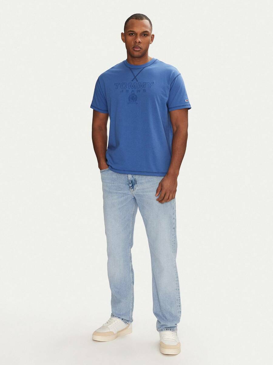 detail Tommy Jeans pánské světle modré džíny Ryan