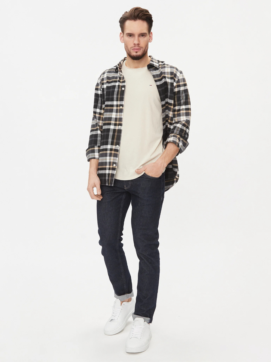 detail Tommy Jeans pánské krémové tričko