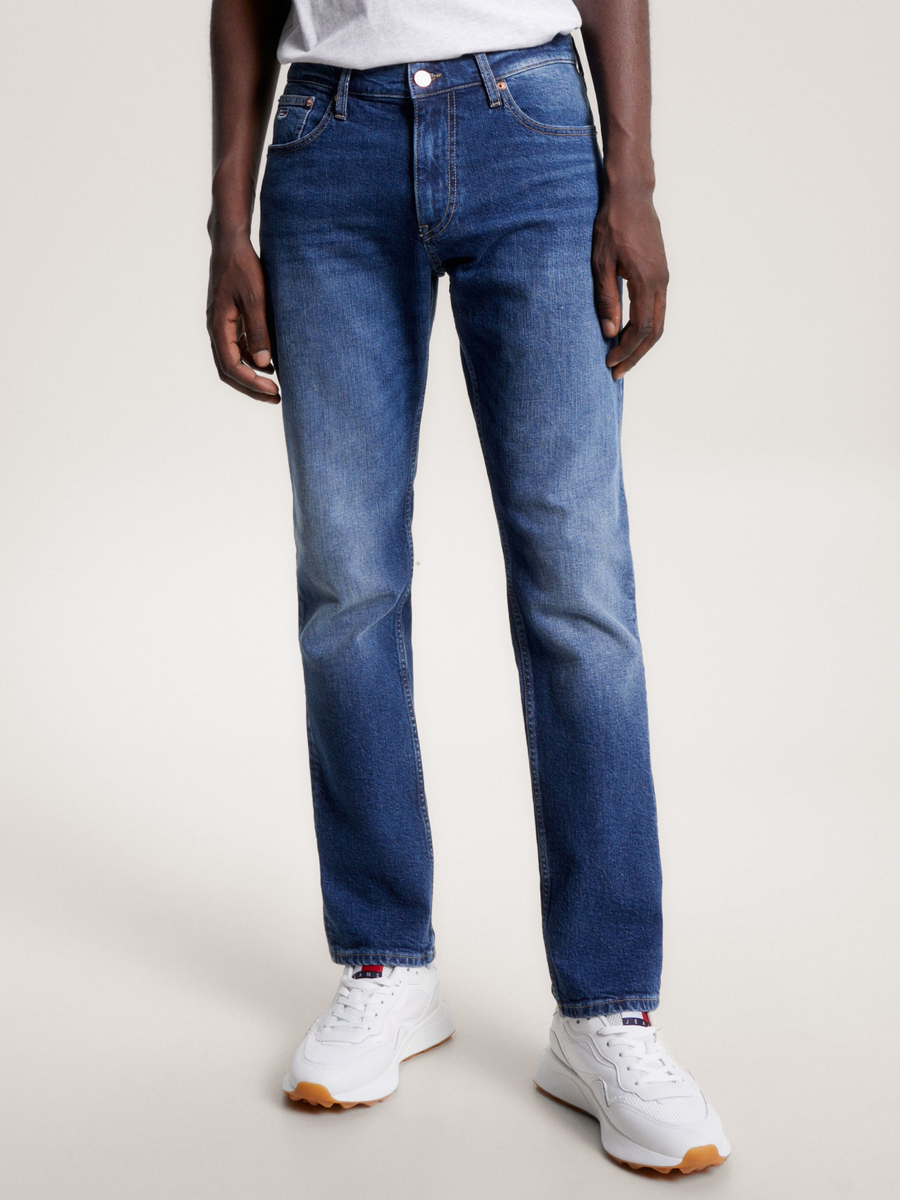 detail Tommy Jeans pánské modré džíny