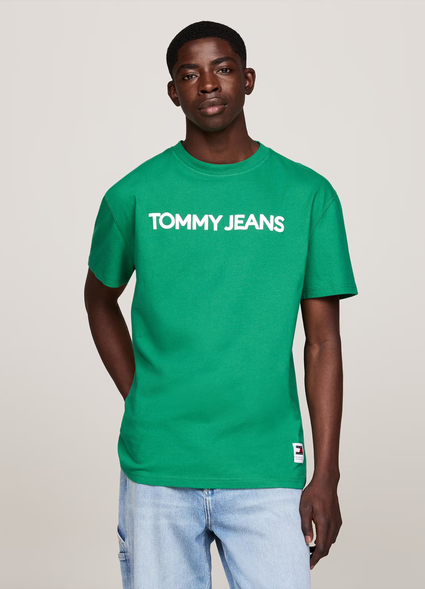 detail Tommy Jeans pánské zelené tričko