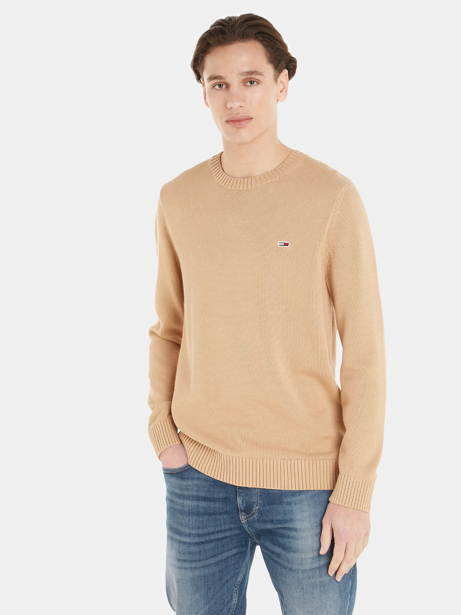 detail Tommy Jeans pánský béžový svetr