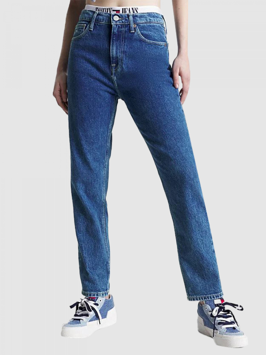 detail Tommy Jeans dámské modré džíny.