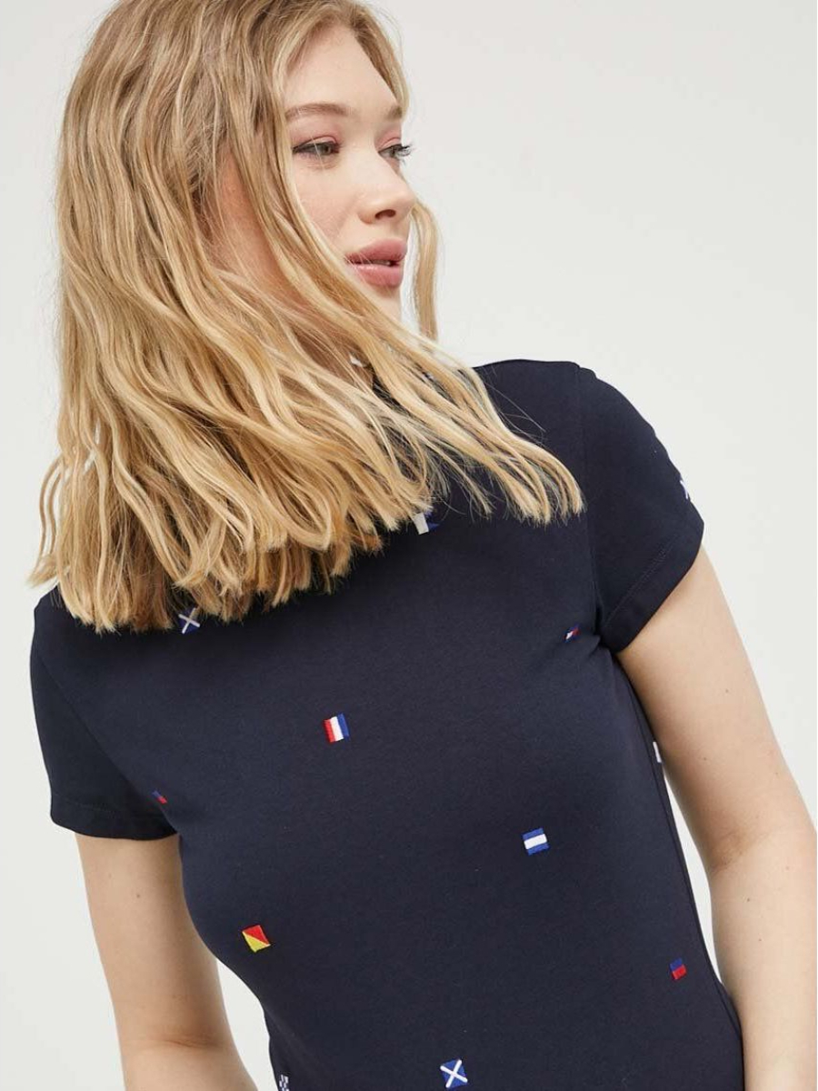 detail Tommy Jeans dámské tmavě modré tričko