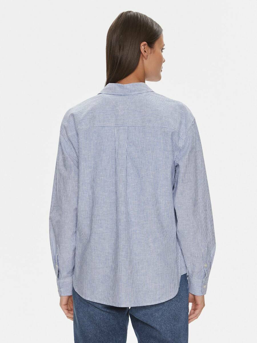 detail Tommy Jeans dámská pruhovaná modrá košile
