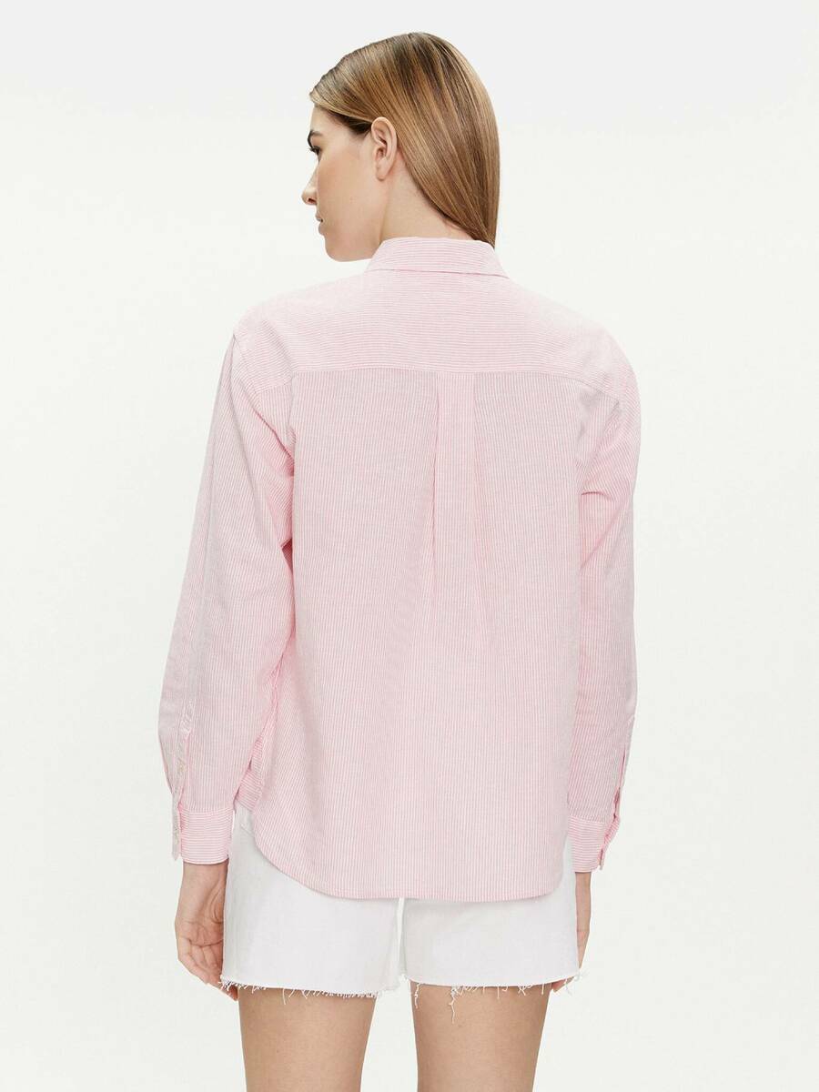 detail Tommy Jeans dámská pruhovaná růžová košile