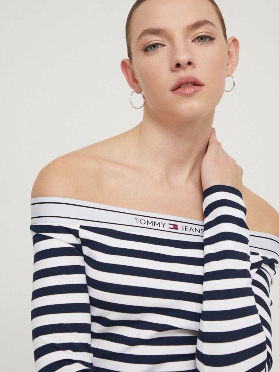 detail Tommy Jeans dámské pruhované tričko