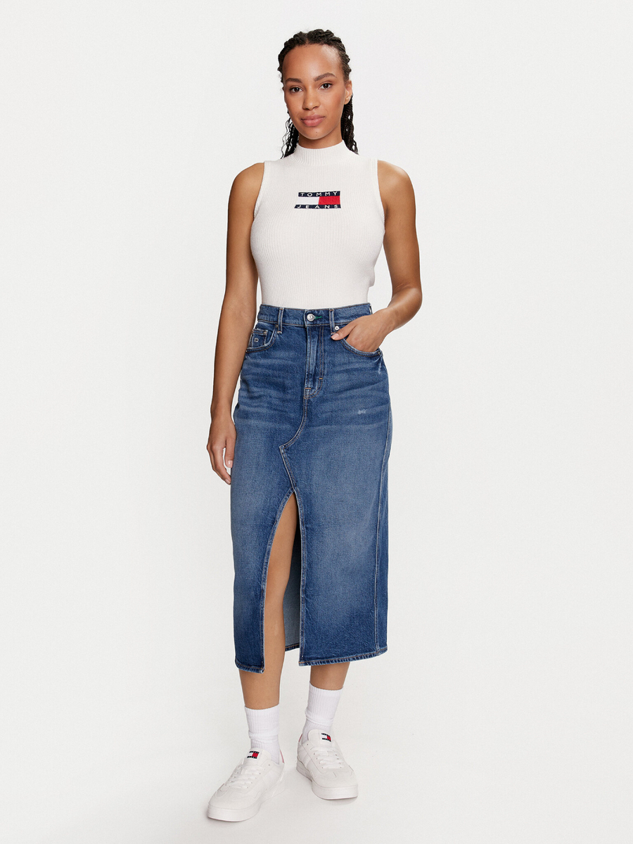 detail Tommy Jeans dámská džínová sukně Claire