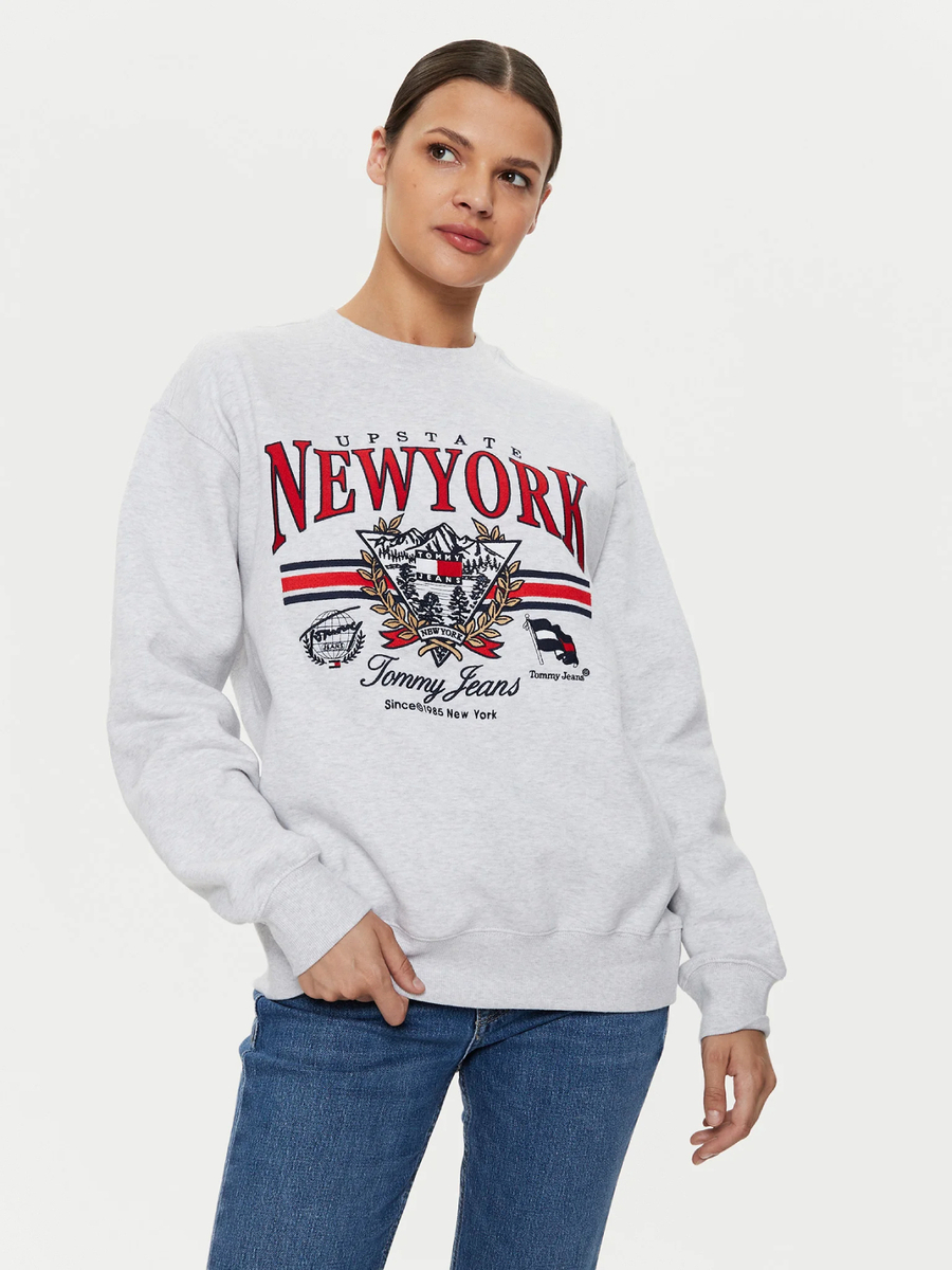 detail Tommy Jeans dámská šedá mikina