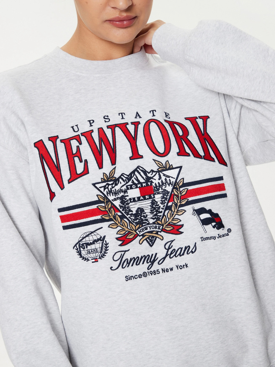 detail Tommy Jeans dámská šedá mikina