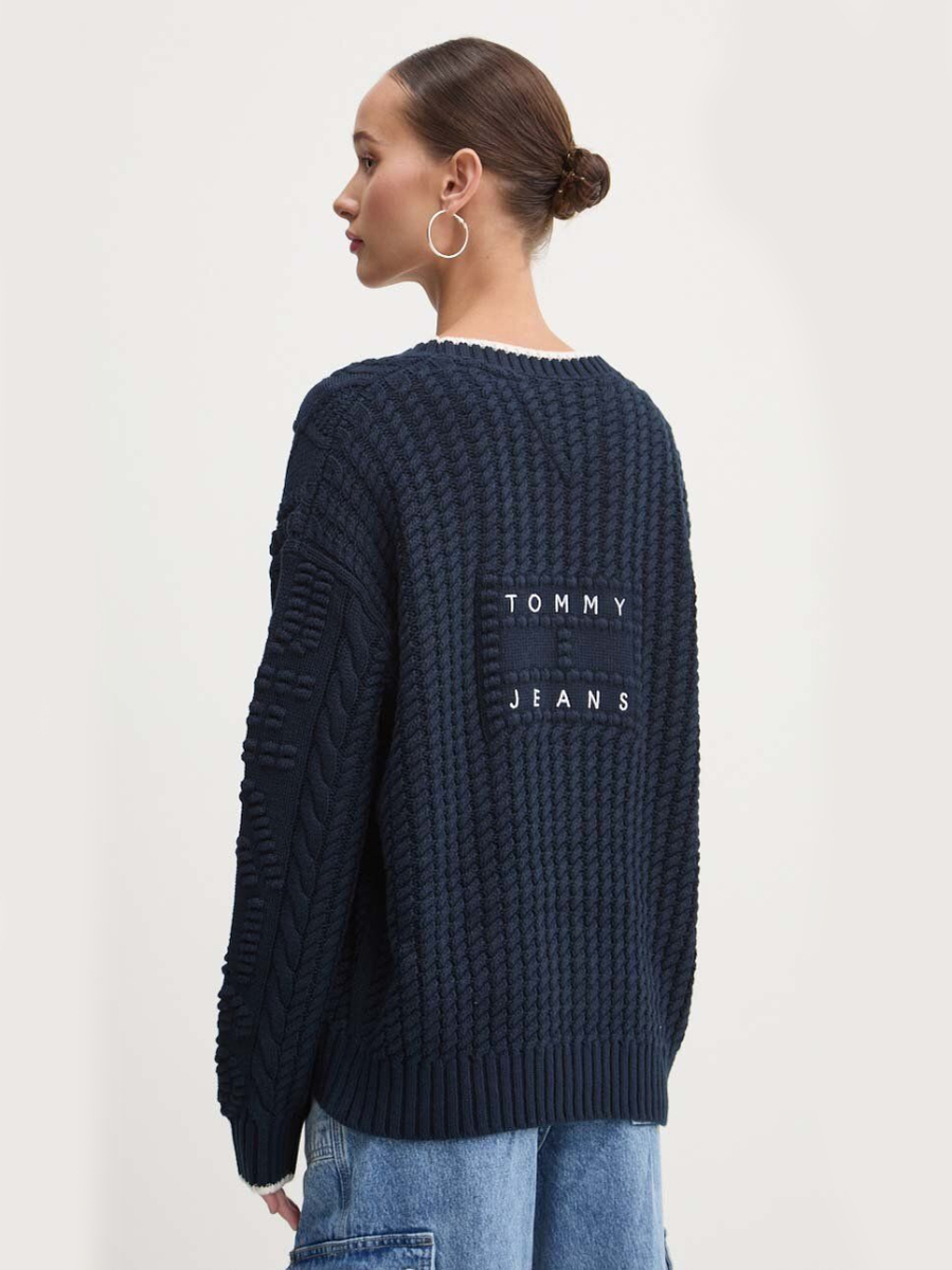 detail Tommy Jeans dámský tmavě modrý kardigan