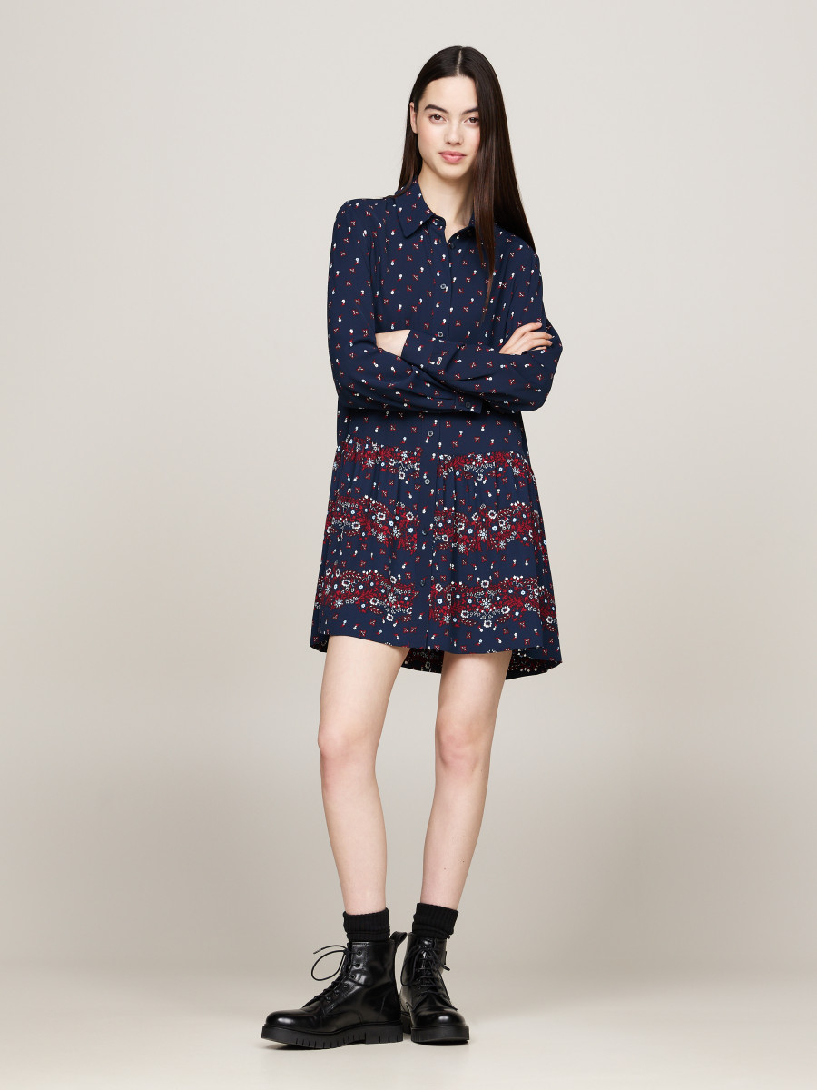 detail Tommy Jeans dámské modré šaty Floral
