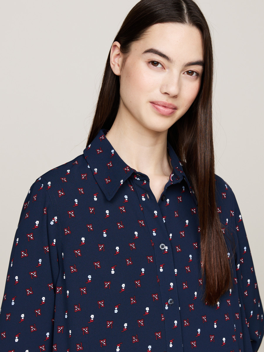 detail Tommy Jeans dámské modré šaty Floral