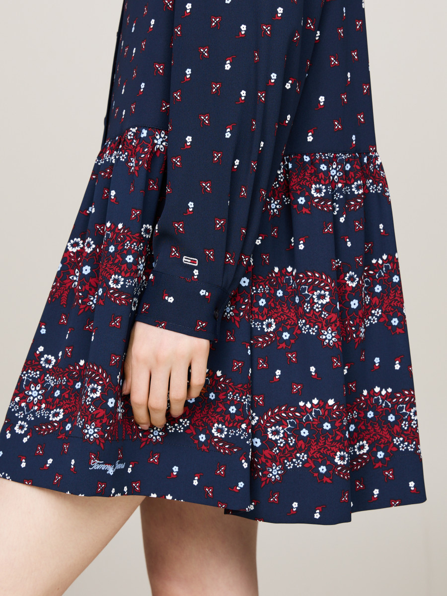 detail Tommy Jeans dámské modré šaty Floral
