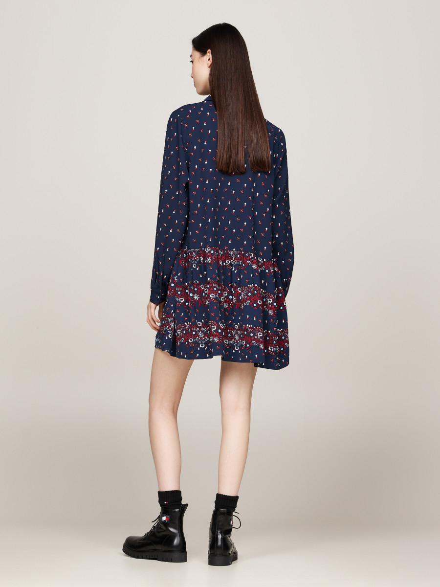 detail Tommy Jeans dámské modré šaty Floral