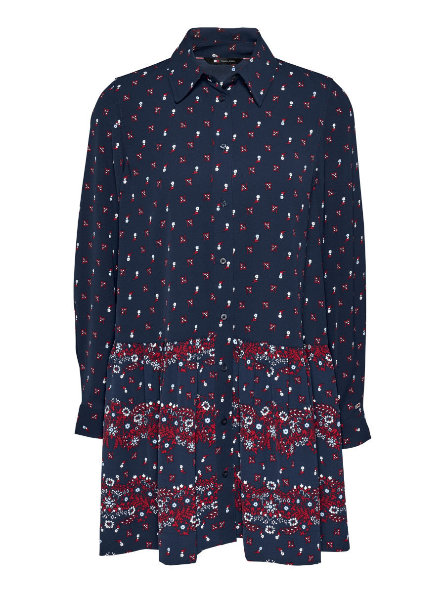 detail Tommy Jeans dámské modré šaty Floral