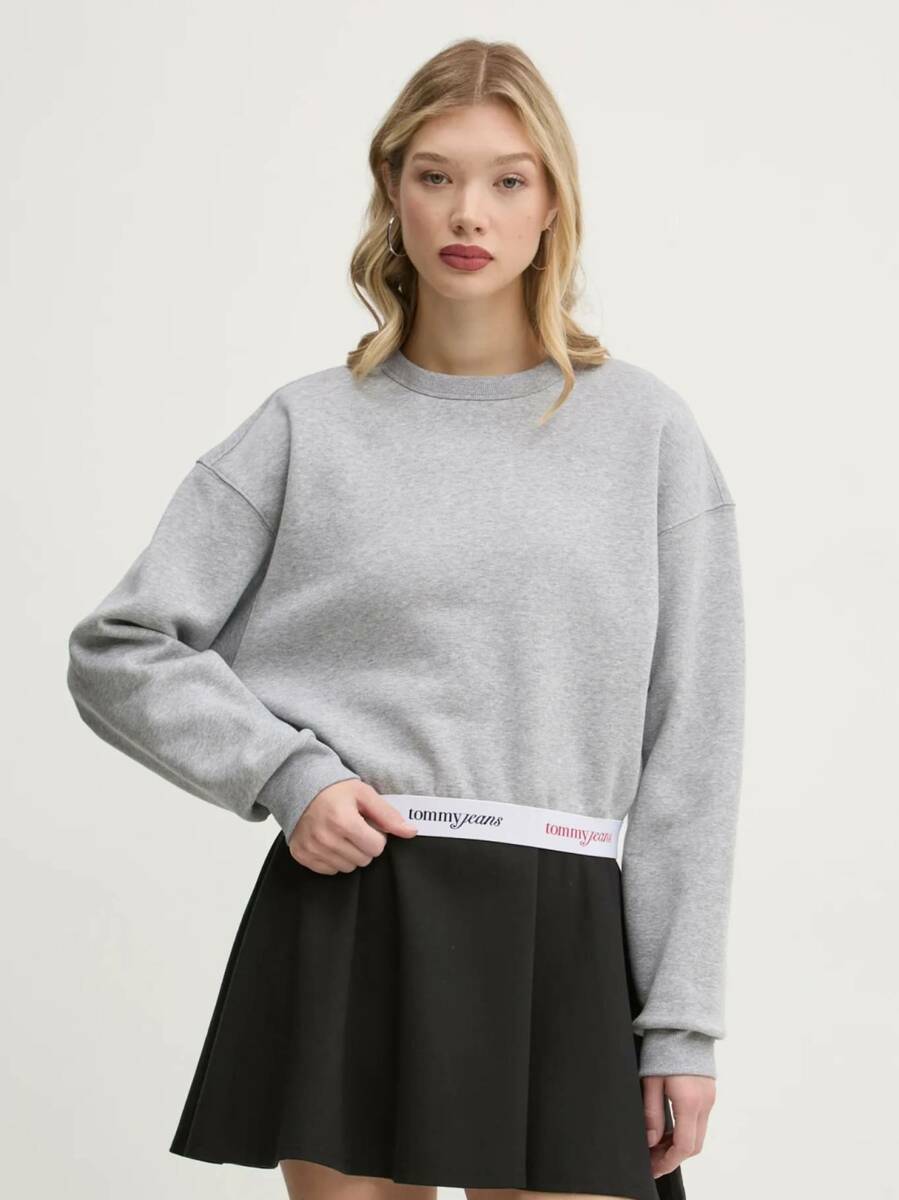 detail Tommy Jeans dámská šedá mikina